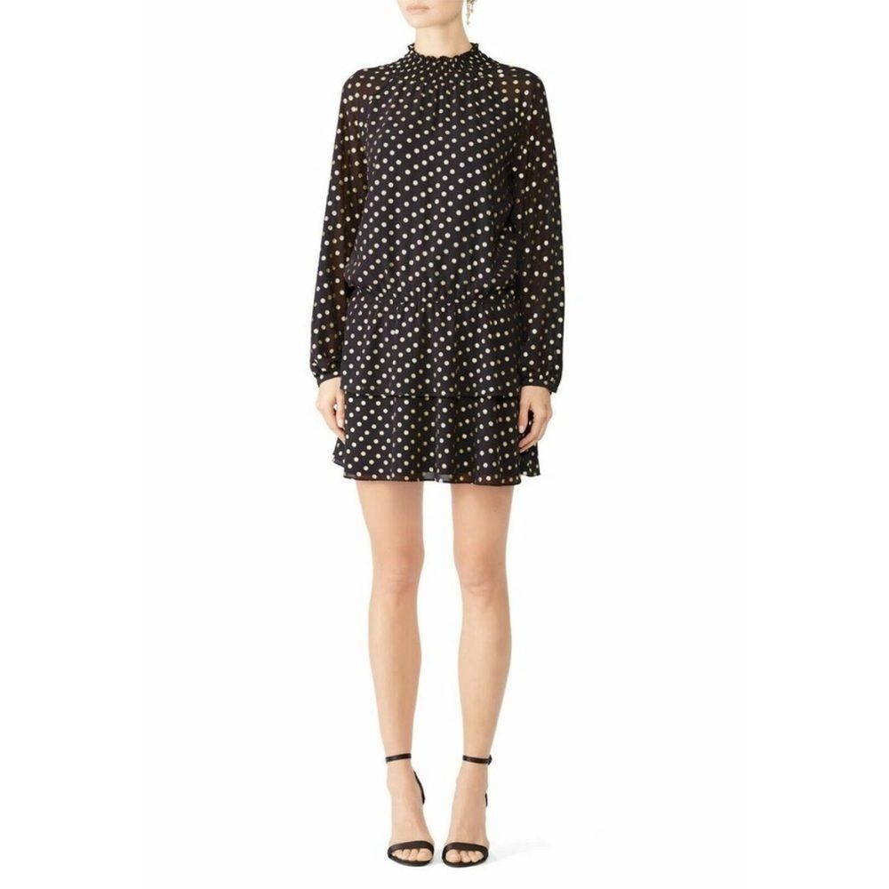 Yumi Kim Class Act Gold Dot Layered Mini Dress M